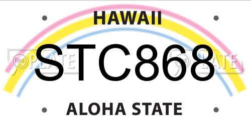 STC868 Hawaii License Plate