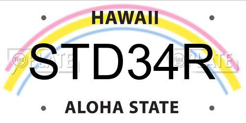 STD34R Hawaii License Plate