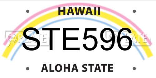 STE596 Hawaii License Plate