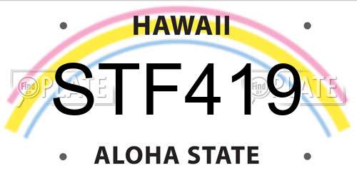 STF419 Hawaii License Plate