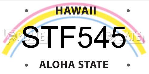 STF545 Hawaii License Plate