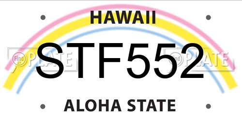 STF552 Hawaii License Plate
