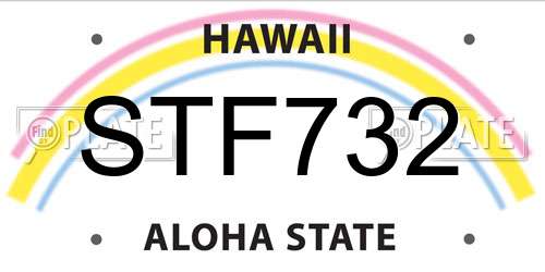 STF732 Hawaii License Plate