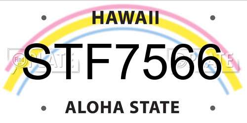 STF7566 Hawaii License Plate