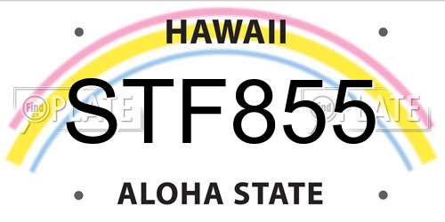 STF855 Hawaii License Plate