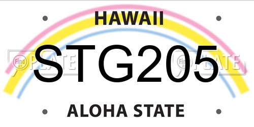STG205 Hawaii License Plate