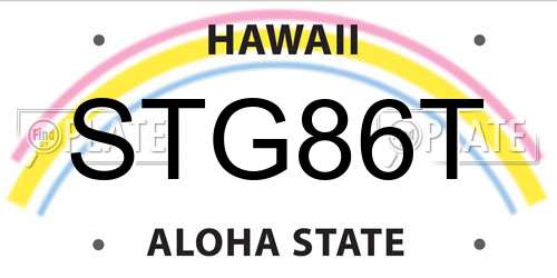 STG86T Hawaii License Plate