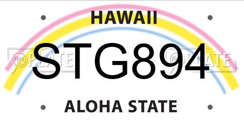 STG894 Hawaii License Plate