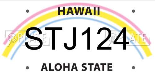 STJ124 Hawaii License Plate