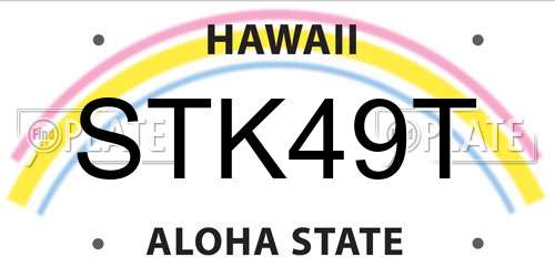 STK49T Hawaii License Plate