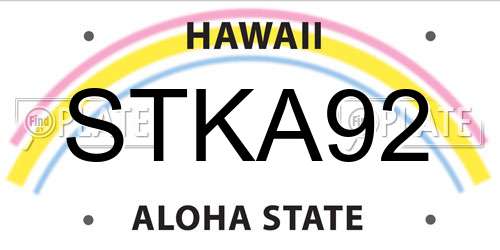 STKA92 Hawaii License Plate