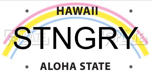 STNGRY Hawaii License Plate