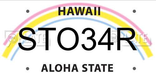 STO34R Hawaii License Plate