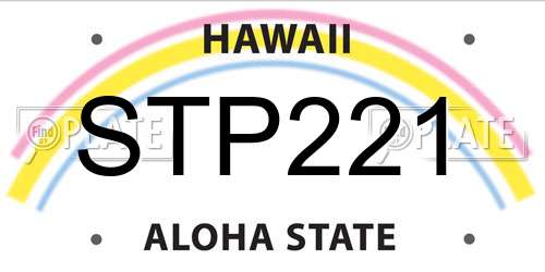 STP221 Hawaii License Plate