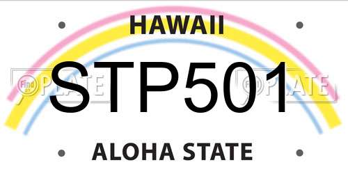STP501 Hawaii License Plate