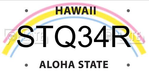 STQ34R Hawaii License Plate