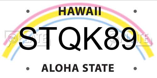 STQK89 Hawaii License Plate