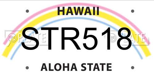 STR518 Hawaii License Plate
