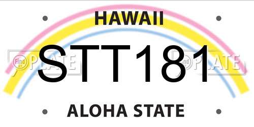 STT181 Hawaii License Plate