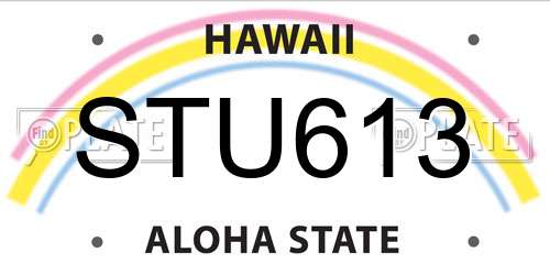 STU613 Hawaii License Plate