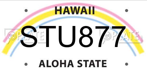 STU877 Hawaii License Plate