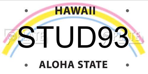 STUD93 Hawaii License Plate