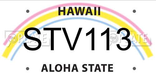 STV113 Hawaii License Plate