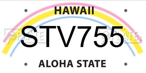 STV755 Hawaii License Plate