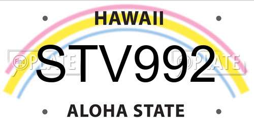 STV992 Hawaii License Plate