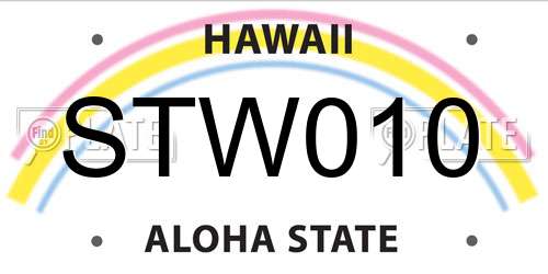 STW010 Hawaii License Plate