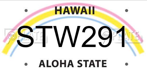 STW291 Hawaii License Plate