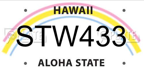 STW433 Hawaii License Plate
