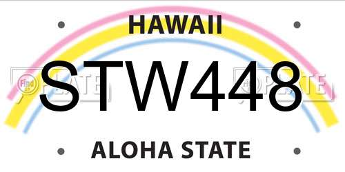 STW448 Hawaii License Plate