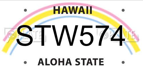 STW574 Hawaii License Plate