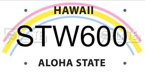 STW600 Hawaii License Plate