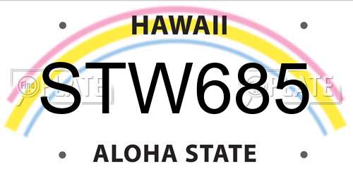 STW685 Hawaii License Plate