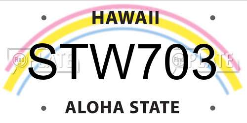 STW703 Hawaii License Plate