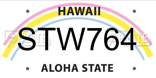 STW764 Hawaii License Plate