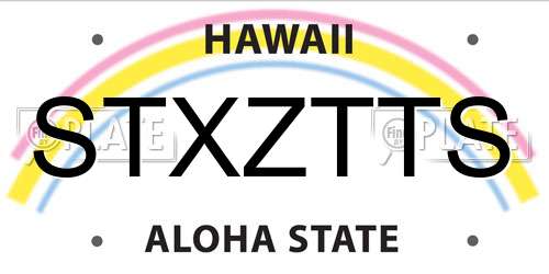 STXZTTS Hawaii License Plate