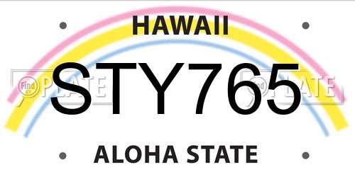 STY765 Hawaii License Plate