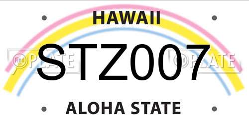 STZ007 Hawaii License Plate