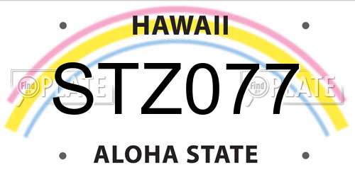 STZ077 Hawaii License Plate