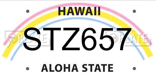 STZ657 Hawaii License Plate