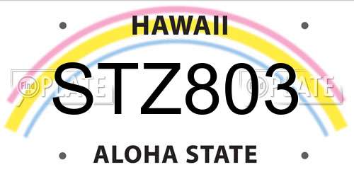 STZ803 Hawaii License Plate