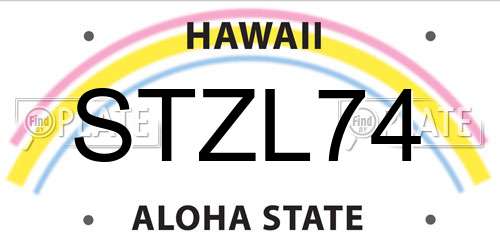 STZL74 Hawaii License Plate