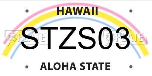 STZS03 Hawaii License Plate