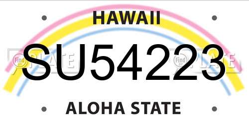 SU54223 Hawaii License Plate