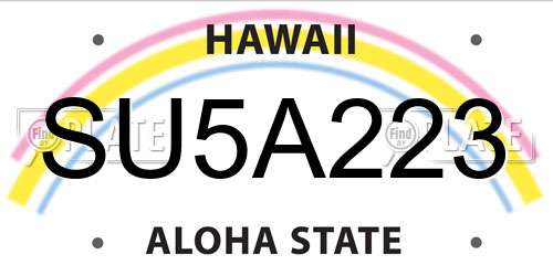 SU5A223 Hawaii License Plate