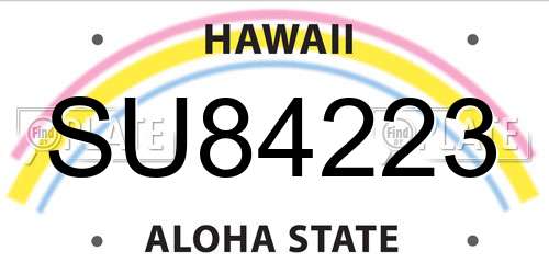 SU84223 Hawaii License Plate