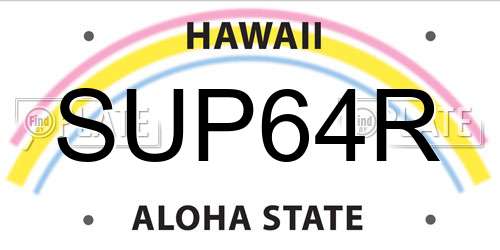 SUP64R Hawaii License Plate